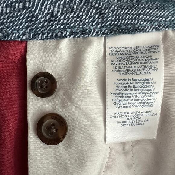 Chaps Men's Saltwater Red Bermuda Chino‎ Flat Front Slash Pockets Shorts Size 38 - Picture 5 of 7